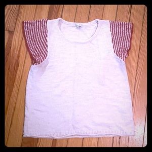 Madewell knit top with striped sleeves